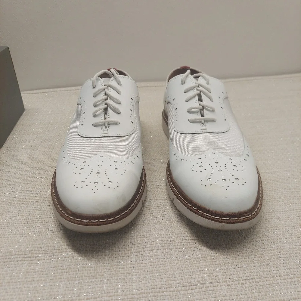 Stacy Adams Summit Mens 10 M White Wingtip Oxford Dress Shoes SA25434-100